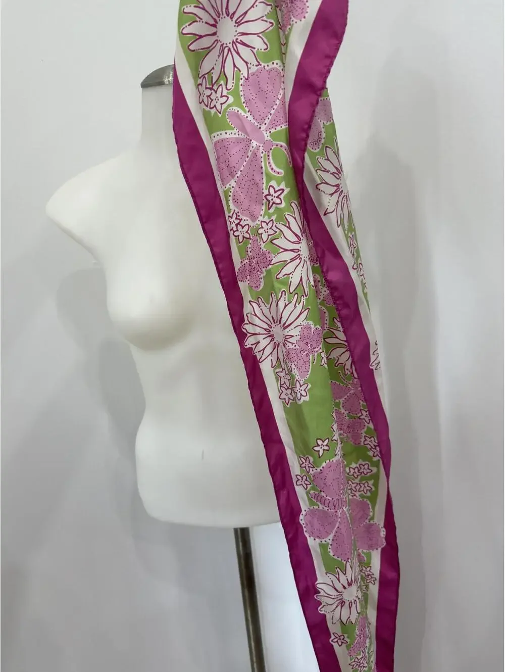 Lilly Pulitzer Breast Cancer Floral and Butterfly Patterned Silk Scarf